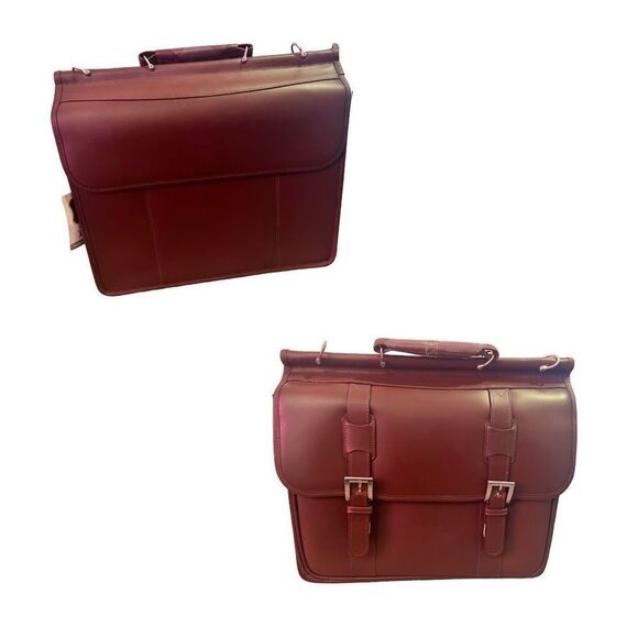 NWT Siamod Signorini Leather Double Compartment Laptop Case - Picture 2 of 12